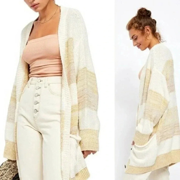 Free People Size XS Grains Combo Southport Beach Oversized Cardigan Sweater NEW! - Picture 3 of 10